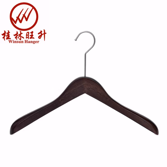 Custom Luxury Wooden Clothes Hanger Wood Coat Hangers with Long Hook 2021 Hot Sale