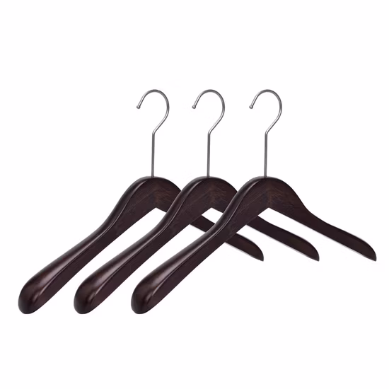 Custom Luxury Wooden Clothes Hanger Wood Coat Hangers with Long Hook 2021 Hot Sale